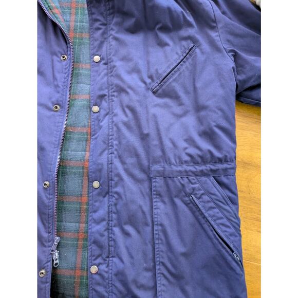 Towne by London Fog Men’s Chore Coat L – Navy, Plaid Lined, 90s Vintage Utility - Picture 3 of 10